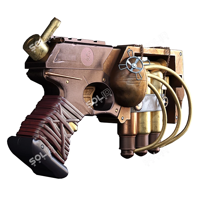 Realistic Steampunk Gun Model 3D model image 3