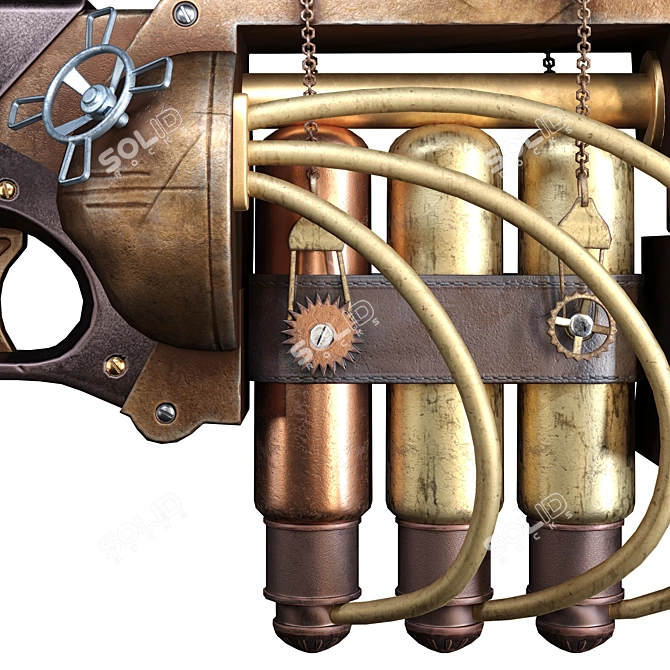 Realistic Steampunk Gun Model 3D model image 4