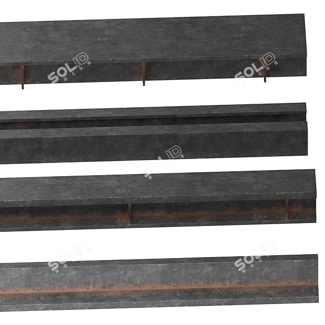 Metal Beams: Various Sectioned Metallic EntityType 3D model image 3