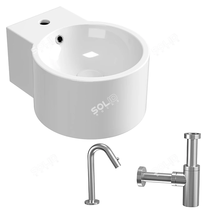 Kronos Glossy White Ceramic Sink 3D model image 1