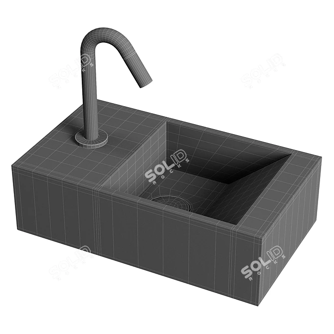 Mondiaz Tyne Solid Surface Basin 3D model image 2