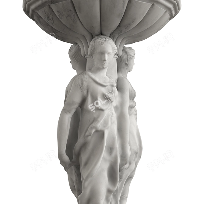 Sculptural Roman Maiden Fountain 3D model image 2