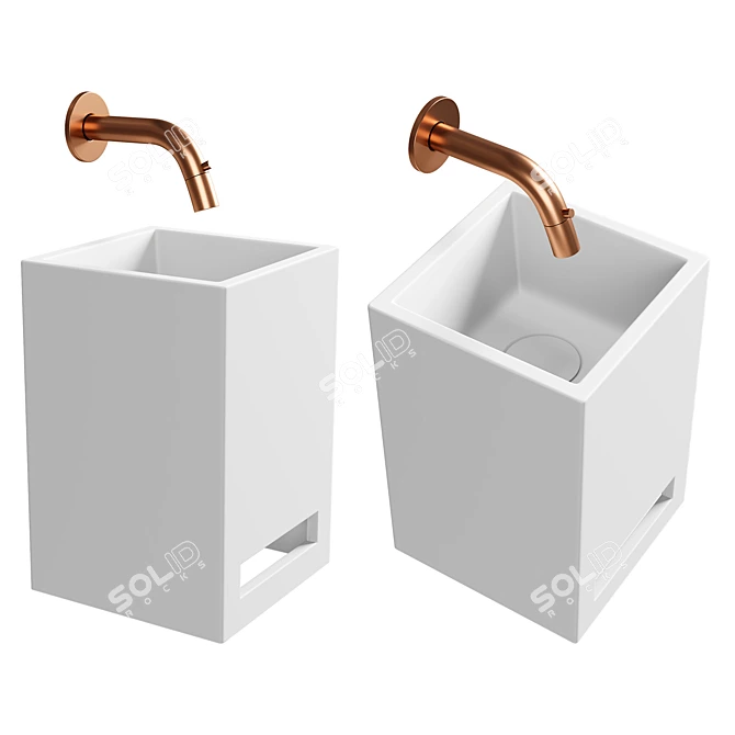 Modern White Polystone Bathroom Sink 3D model image 1