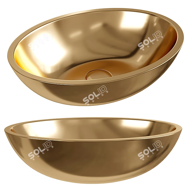 Golden Ceramic Oval Sink 3D model image 1