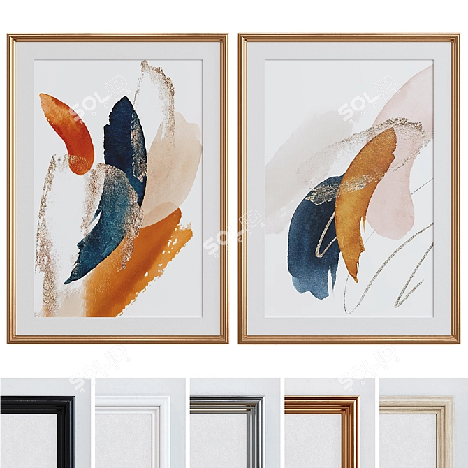Modern Abstract Picture Frame Set 3D model image 1
