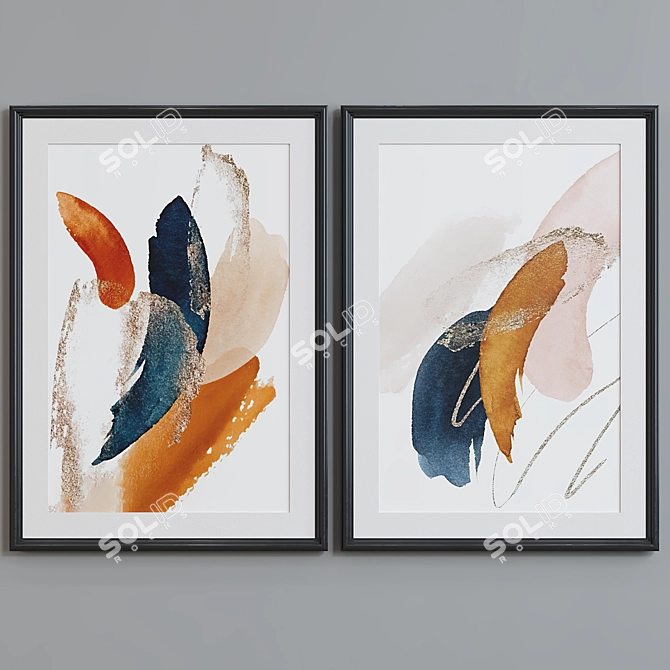 Modern Abstract Picture Frame Set 3D model image 3