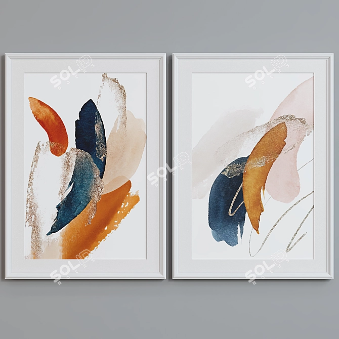 Modern Abstract Picture Frame Set 3D model image 4