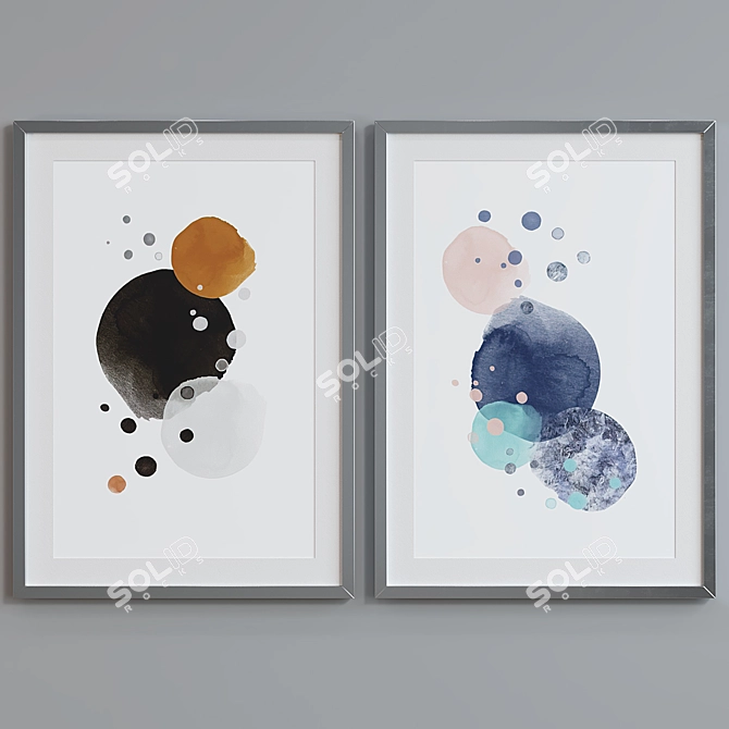  Modern Abstract Picture Frame Set 3D model image 3