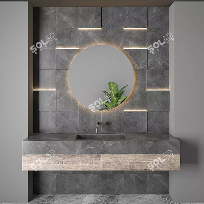 Elegant Bathroom Furniture Set 3D 3D model image 1