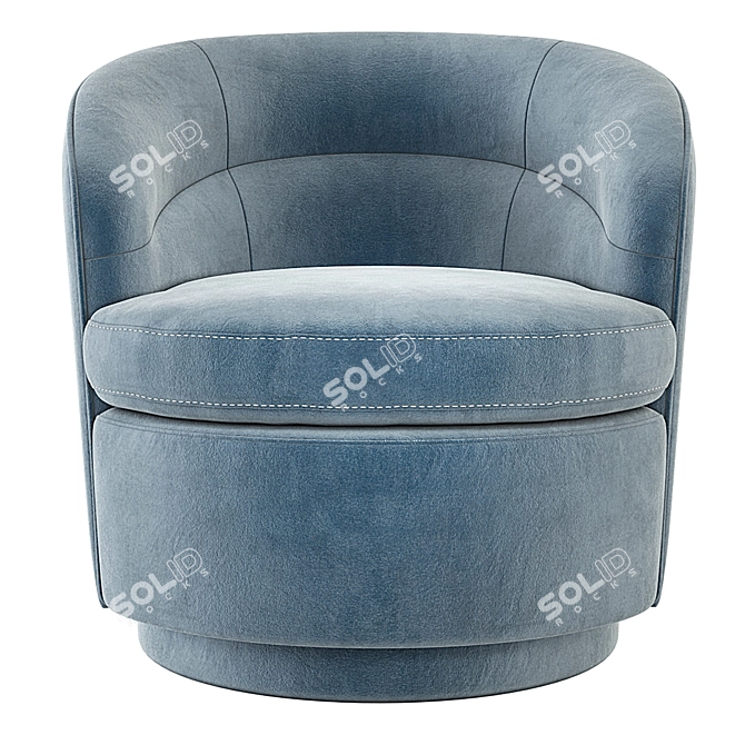 West Elm Viv Swivel Chair: Versatile Velvet Seating 3D model image 2