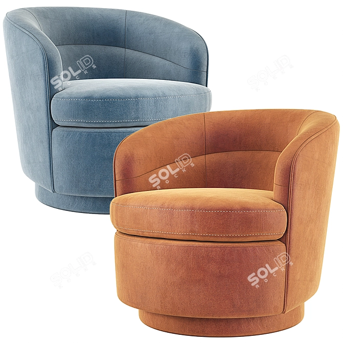 West Elm Viv Swivel Chair: Versatile Velvet Seating 3D model image 4