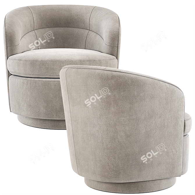 West Elm Viv Swivel Chair: Versatile Velvet Seating 3D model image 5