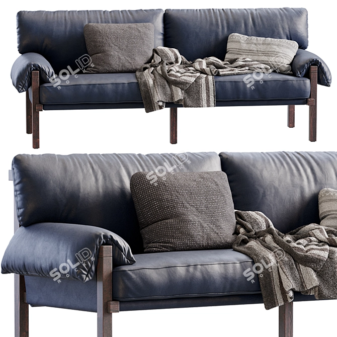 Sleek Lita Leather Sofa Model 3D model image 2