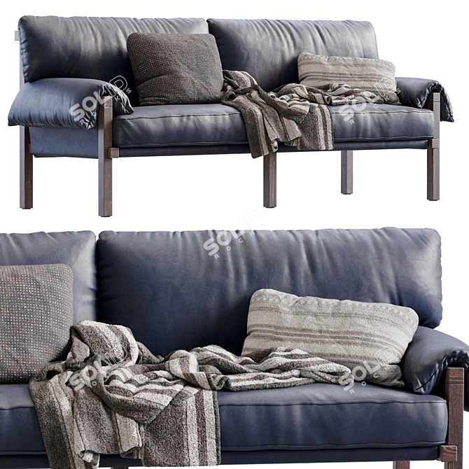 Sleek Lita Leather Sofa Model 3D model image 3