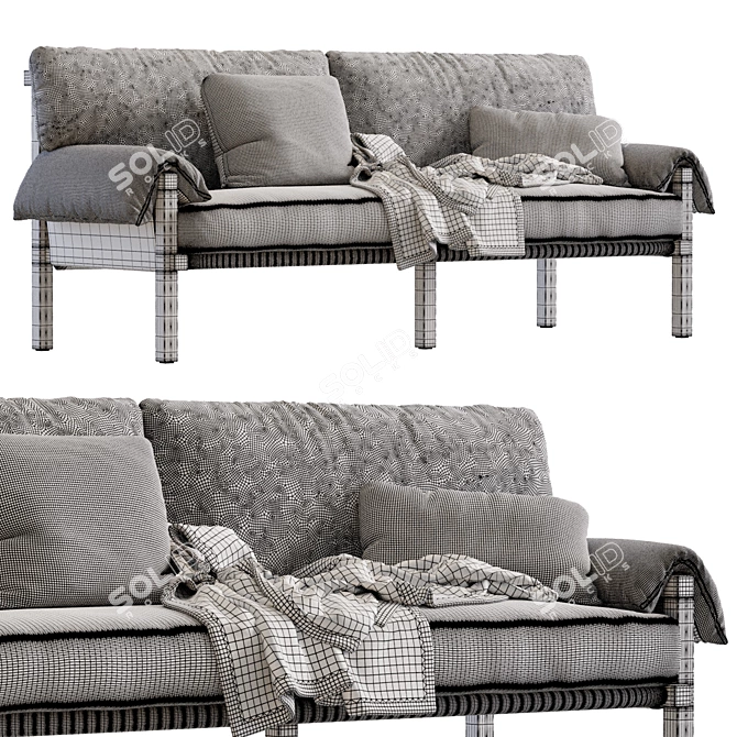 Sleek Lita Leather Sofa Model 3D model image 5