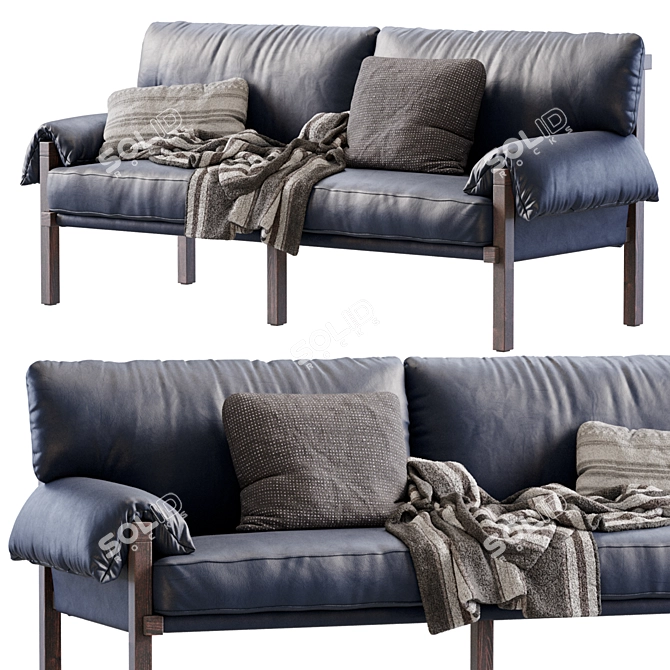 Sleek Lita Leather Sofa Model 3D model image 6