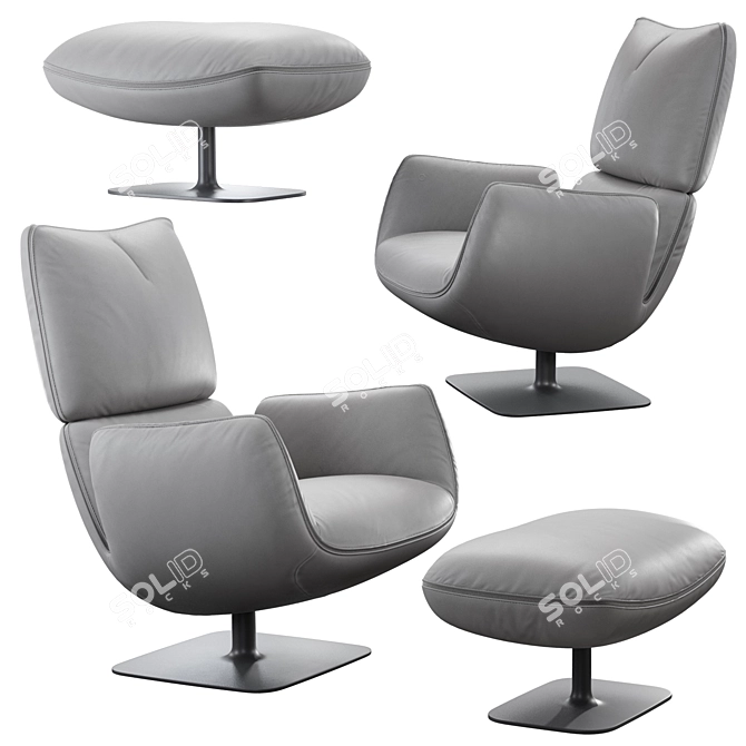 Elegance in Leather Swivel Chair 3D model image 2