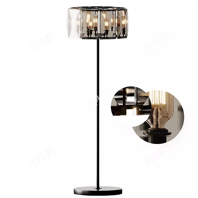 Black Crystal Minimalist Floor Lamp 3D model image 1