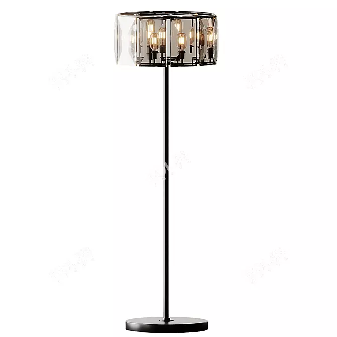 Black Crystal Minimalist Floor Lamp 3D model image 2