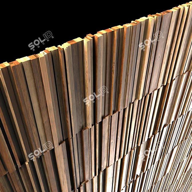 Wooden Panel Rail Line Asset 3D model image 4