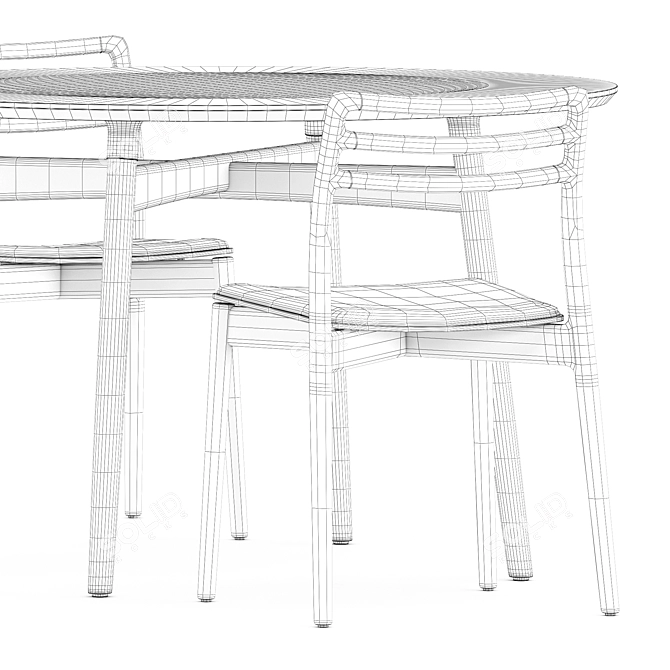 Modern Cabin Chair & Round Table 3D model image 5