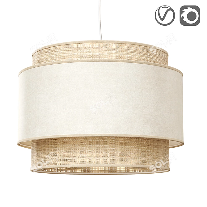 Rattan Pendant Light MILO 3D model image 1