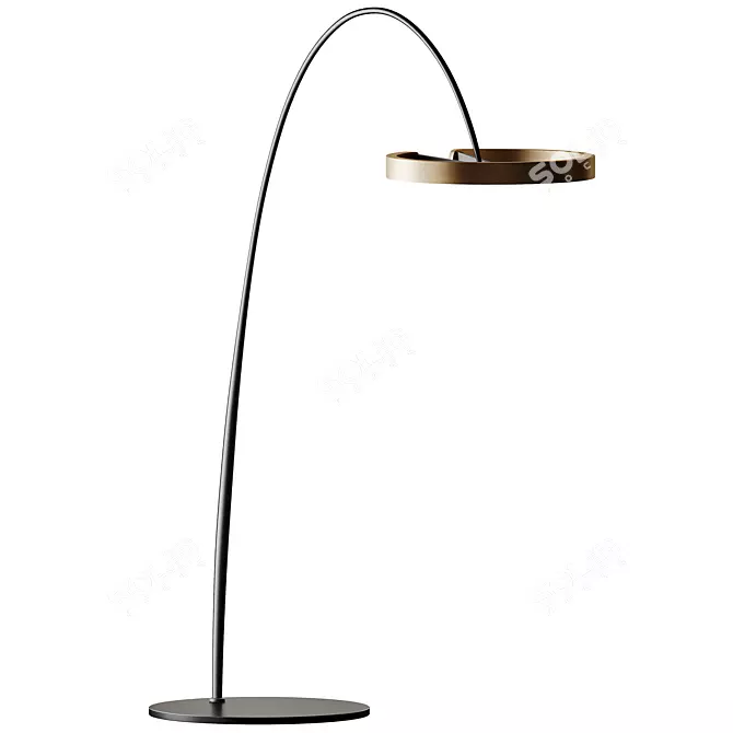 Minimalist Gold Floor Lamp 3D model image 2