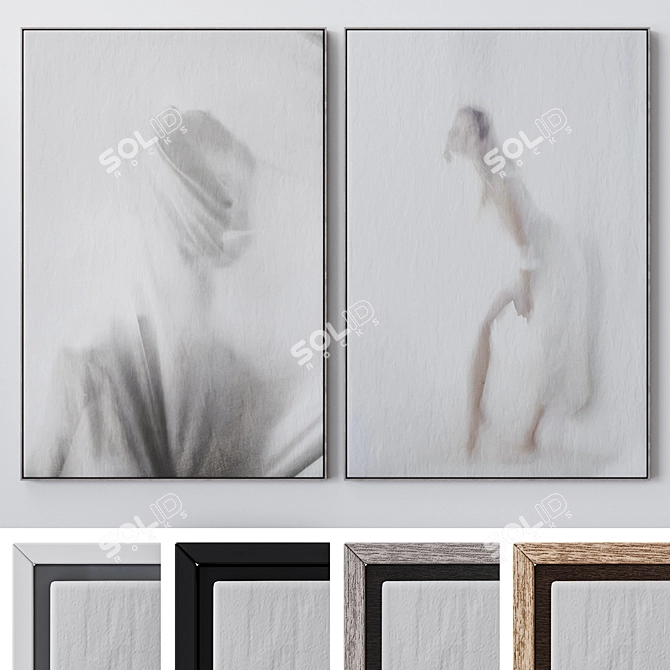 Bump Aquarelle Picture Frames Set 3D model image 1