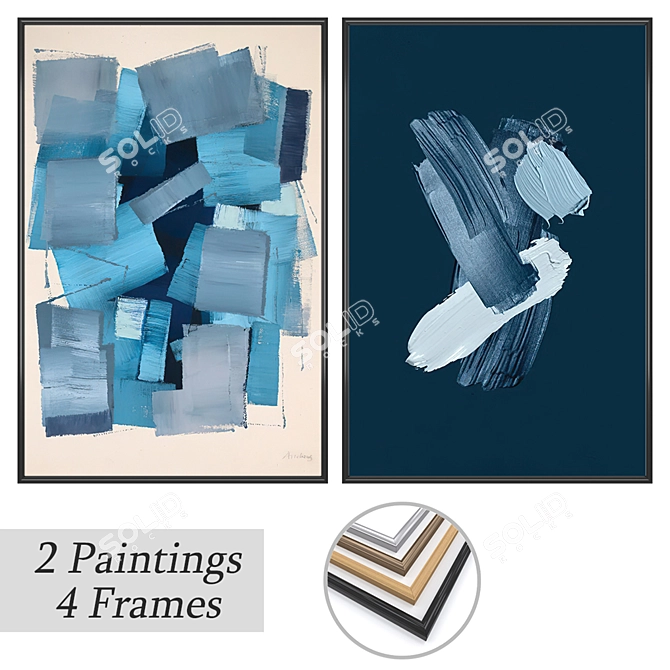 Gallery Set with Multiple Frames 3D model image 1