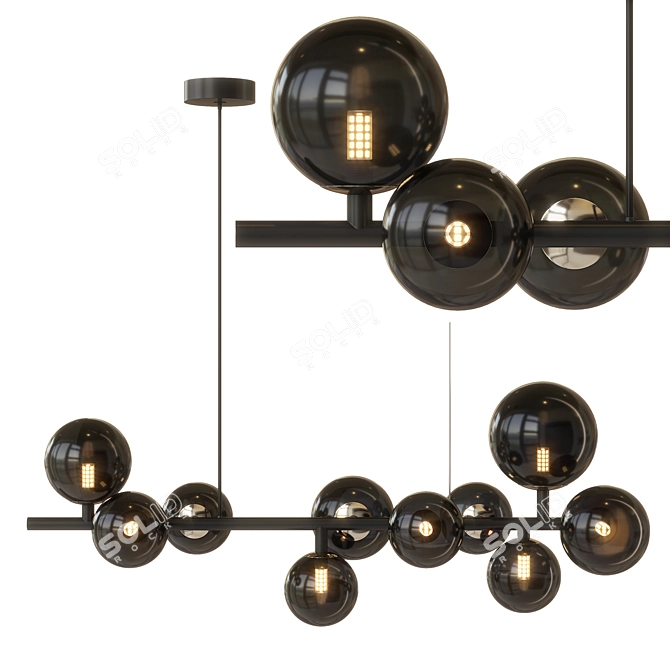 Indigo Molecola Black Pendant Chandelier 3D model image 1