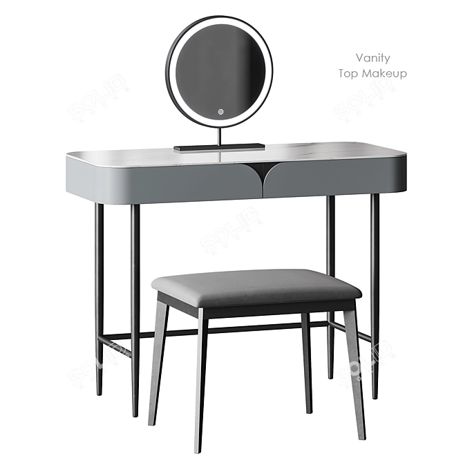 Modern Gray Makeup Vanity Table 3D model image 1