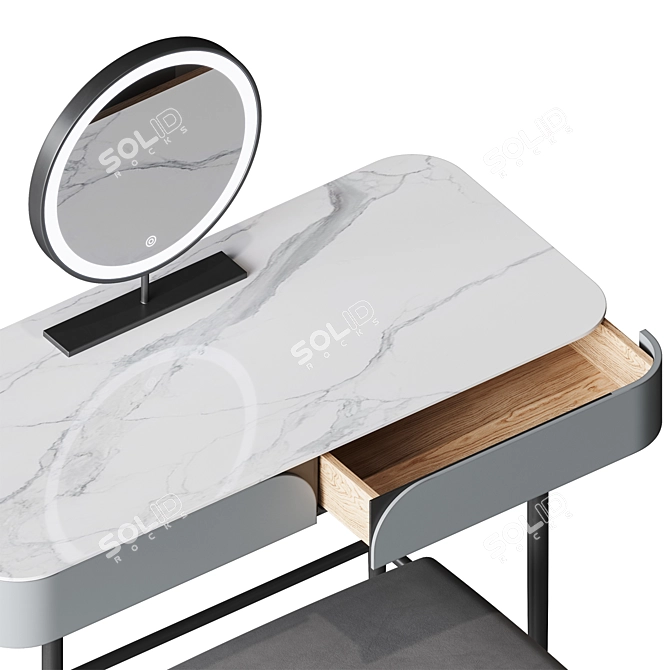 Modern Gray Makeup Vanity Table 3D model image 2