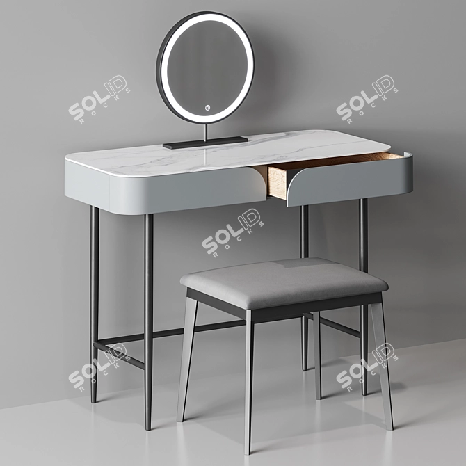 Modern Gray Makeup Vanity Table 3D model image 3