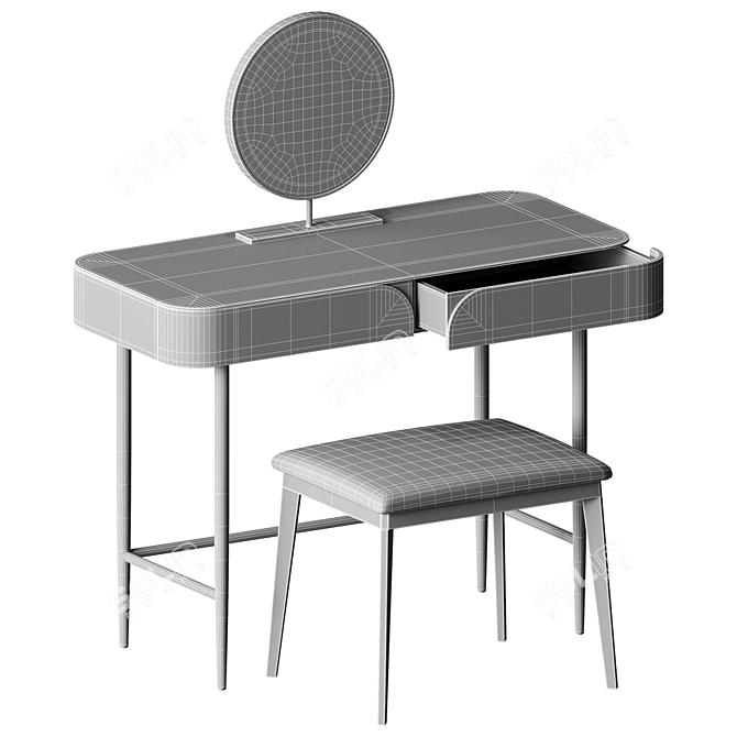 Modern Gray Makeup Vanity Table 3D model image 4