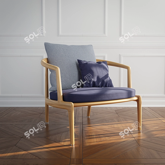 Roberto Lazzeroni Teak Armchair 3D model image 2