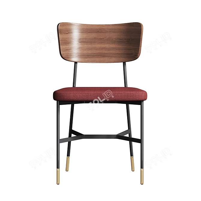 Elegant Rosewood Corduroy Velvet Chairs 3D model image 2