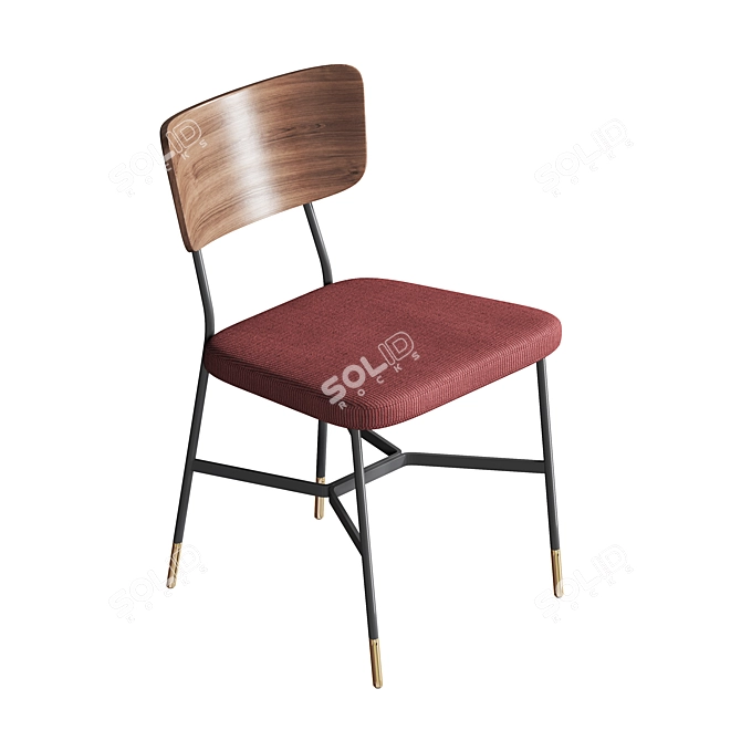 Elegant Rosewood Corduroy Velvet Chairs 3D model image 3