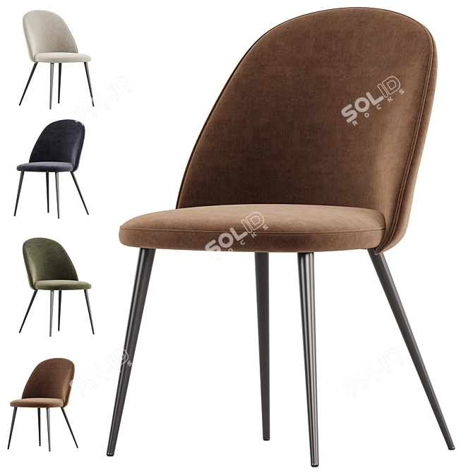 Modern Metal Frame Kitchen Chair 3D model image 1