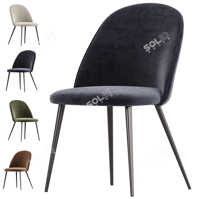 Modern Metal Frame Kitchen Chair 3D model image 2