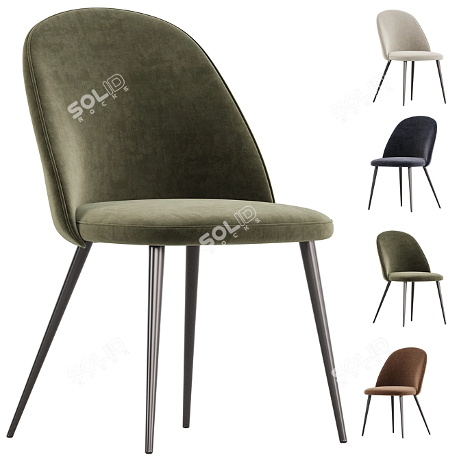 Modern Metal Frame Kitchen Chair 3D model image 3