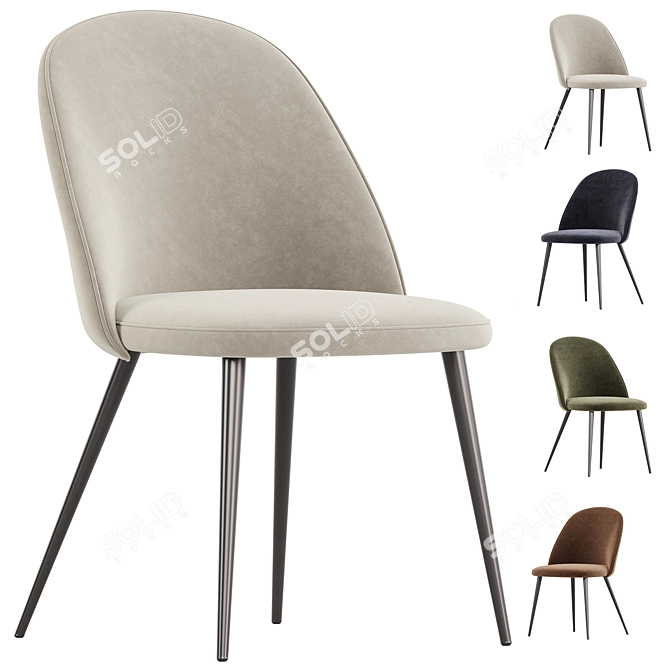 Modern Metal Frame Kitchen Chair 3D model image 4