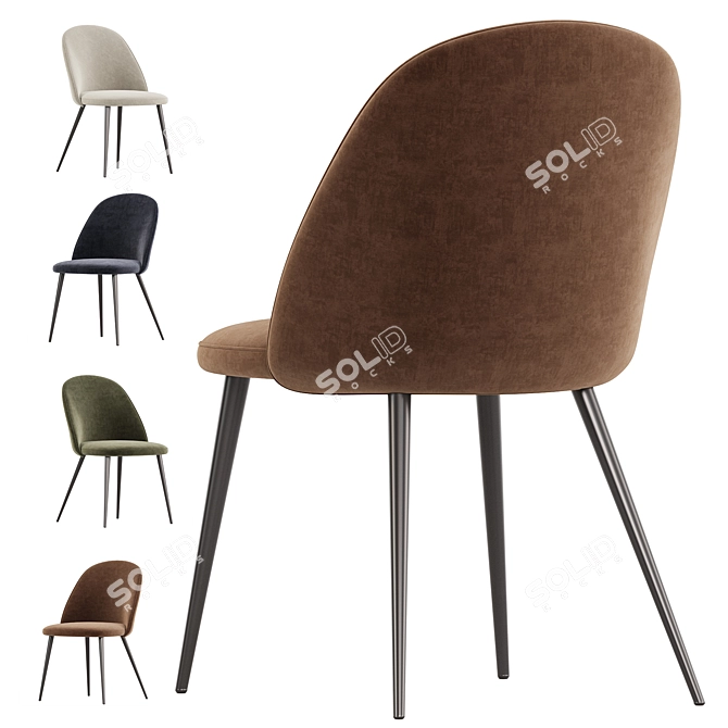 Modern Metal Frame Kitchen Chair 3D model image 5