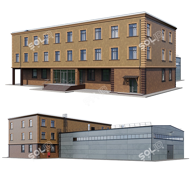 Industrial Building Model Kit 3D model image 1