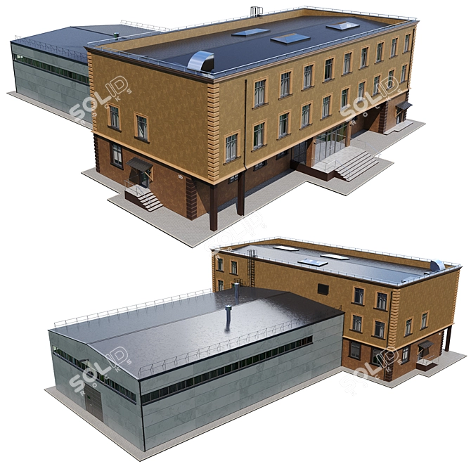 Industrial Building Model Kit 3D model image 4