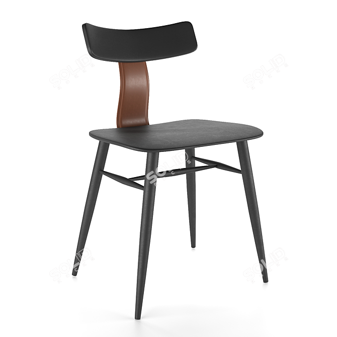 Modern Black Plastic Dining Chair 3D model image 1