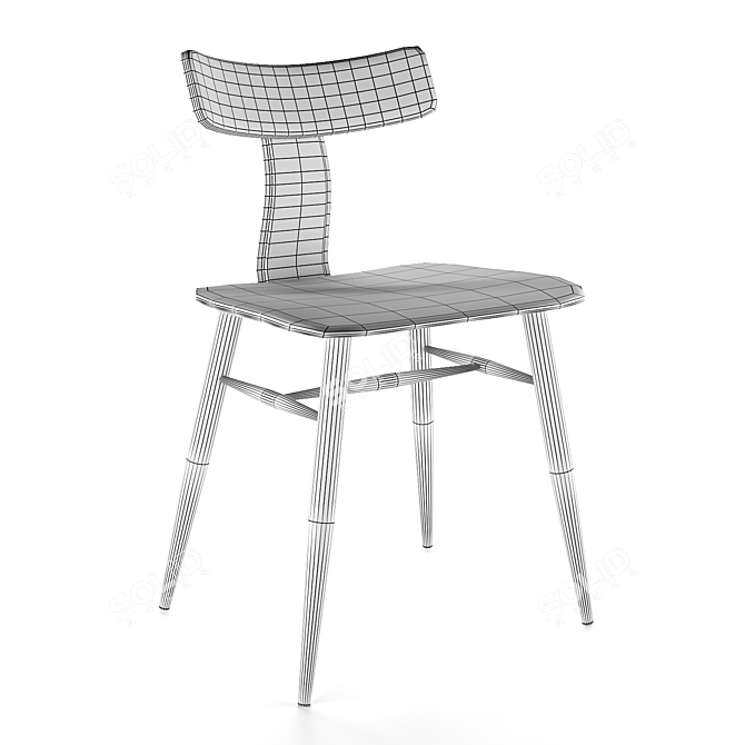 Modern Black Plastic Dining Chair 3D model image 2