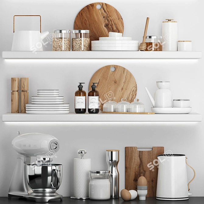  3D Kitchen Accessories Models Set 3D model image 1