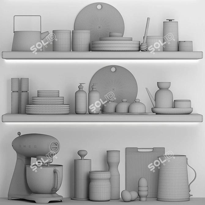  3D Kitchen Accessories Models Set 3D model image 4