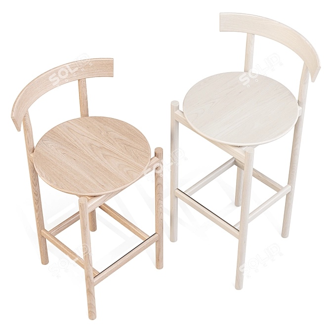 Elegant Comma Stool Set 3D model image 5