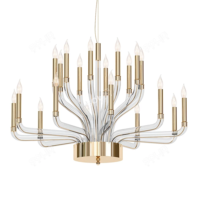 Venetian Glass Brass Chandelier 3D model image 1